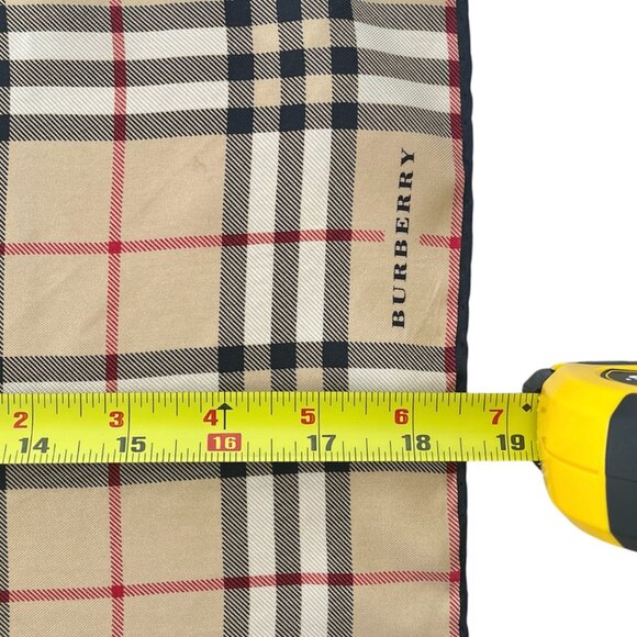 Authentic Tan Burberry Check Plaid Silk Beige Scarf - Picture 5 of 8